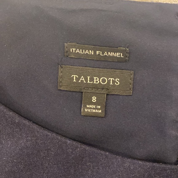 Talbots Italian Flannel - navy, ruffle at sleeve. - Picture 3 of 7